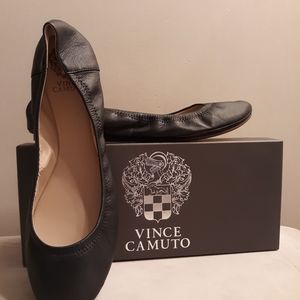Vince Camuto Dark Navy Soft Nappa Silk Flat